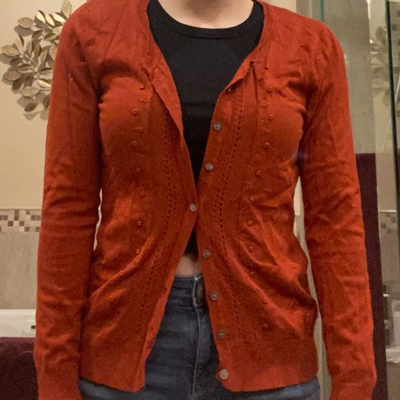 Orange pattern detail cardigan - Picture 1 of 4